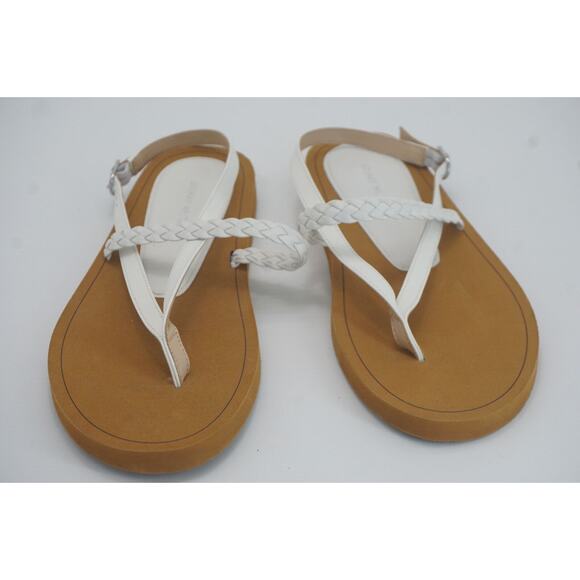 Stuart Weitzman White Contempo Braided Leather Thong Strap Sandals SZ 6 New $250 - Picture 4 of 10